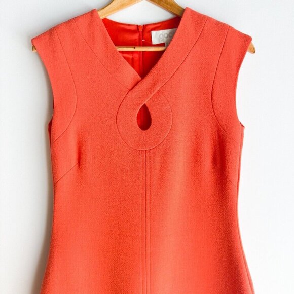Goat Orange 60s Mod Style Keyhole Neck A line Mini Dress 8 - Picture 3 of 7